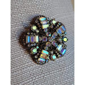 Hollycraft 1955 Aurora Borealis Rhinestone, Vintage Brooch/Check Description